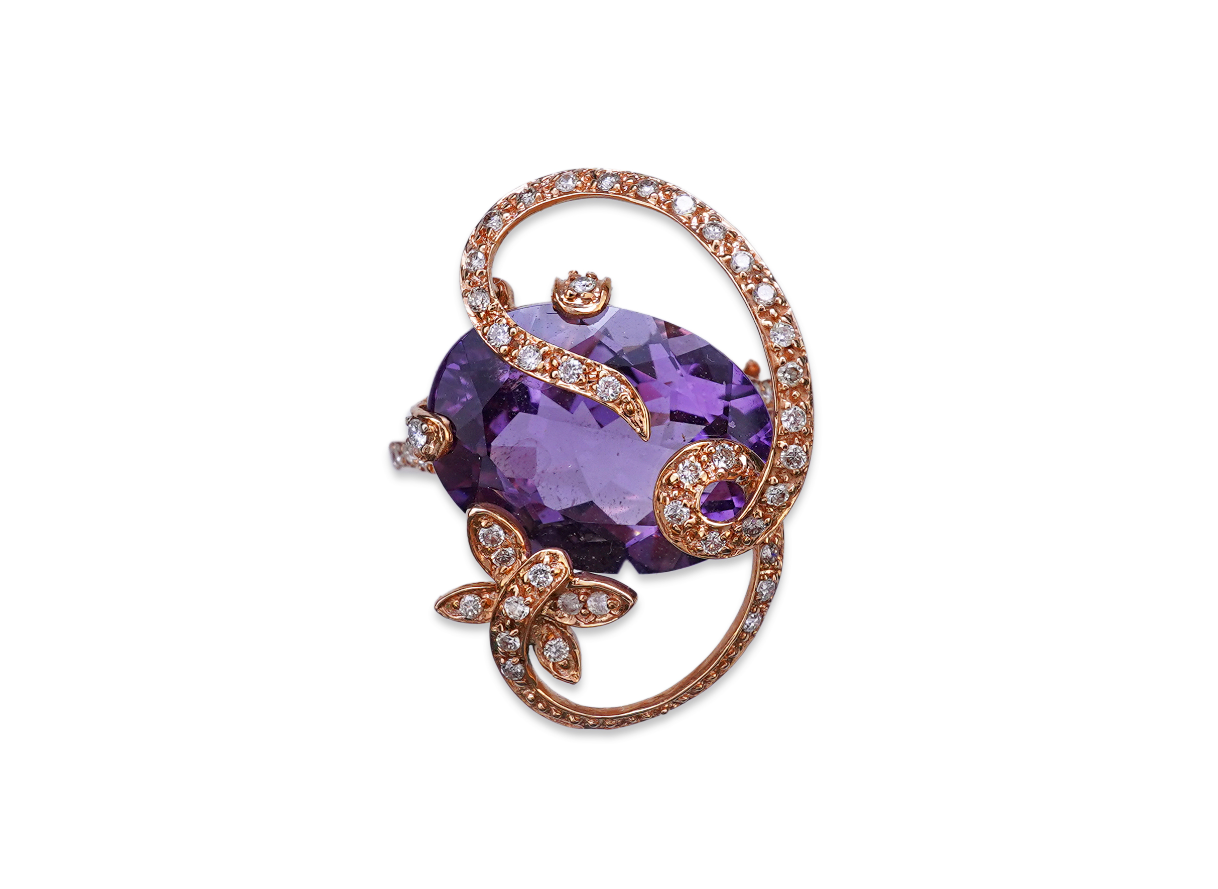 An amethyst and diamond ring